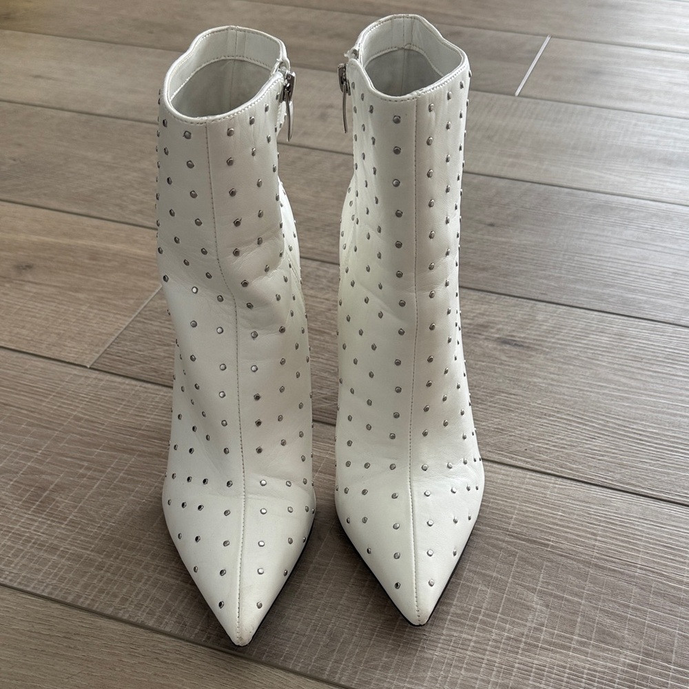 Nine West White Studded Ankle Boots